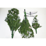 Brad artificial de Craciun nins, decorat cu conuri pin, pentru perete/colt, inaltime 180 cm, 862 ramuri, Flippy, verde, suport metalic inclus - vivimall.ro