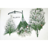 Brad artificial de Craciun nins intens, decorat cu conuri pin, pentru interior/exterior, inaltime 180 cm, diametru 120 cm, 502 ramuri, Flippy, alb/verde, suport metalic inclus - vivimall.ro