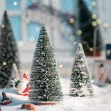 Brad Artificial De Craciun, Ornament Pentru Masa, Pe Suport Lemn, 10 Cm Inaltime, Inzapezit - vivimall.ro