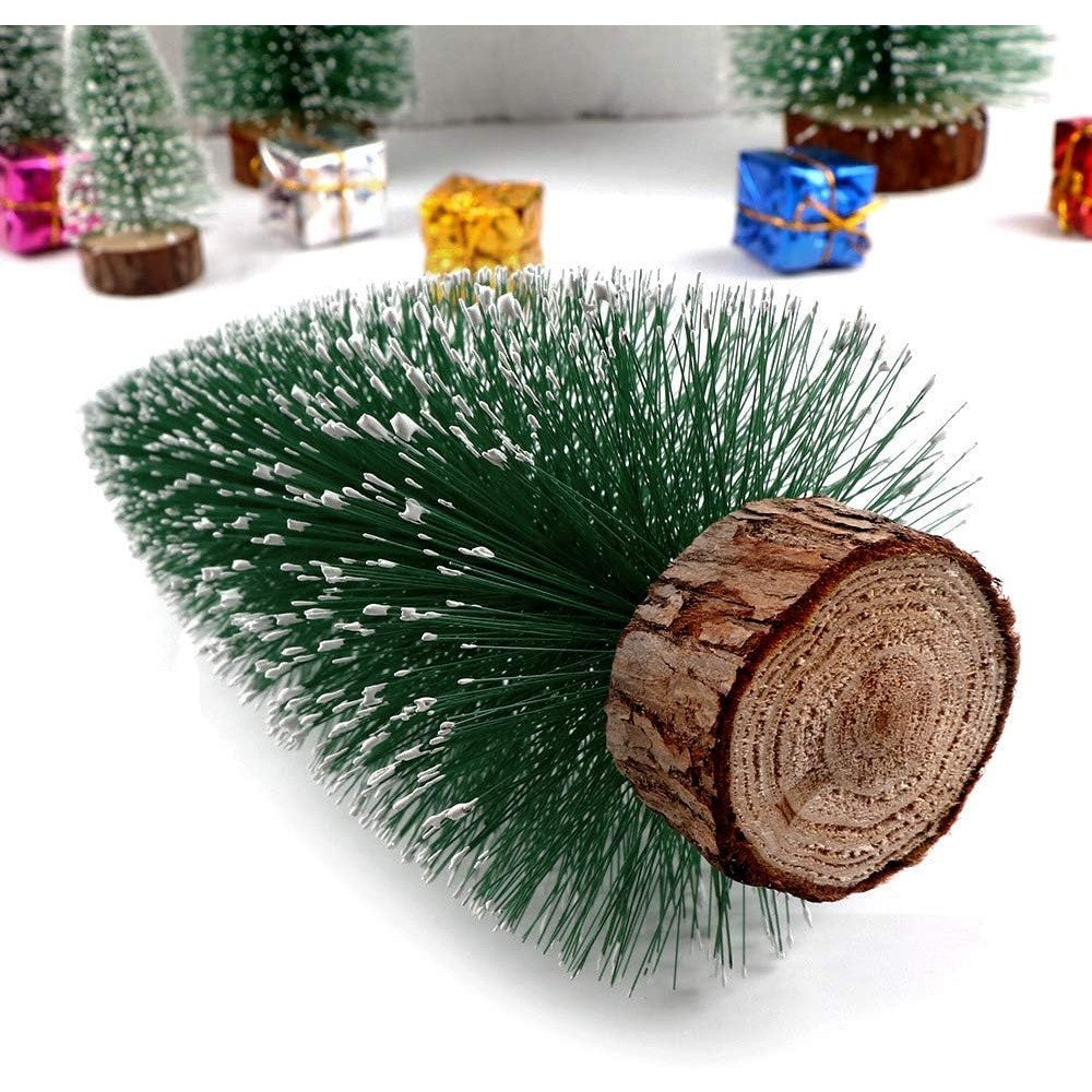 Brad Artificial De Craciun, Ornament Pentru Masa, Pe Suport Lemn, 20 Cm Inaltime - vivimall.ro