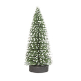 Brad artificial de craciun, ornament pentru masa, pe suport lemn, 20 cm inaltime, Verde inzapezit - vivimall.ro