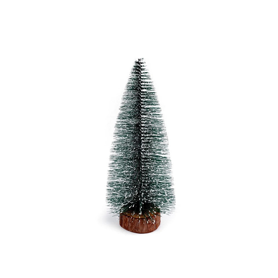 Brad Artificial De Craciun, Ornament Pentru Masa, Pe Suport Lemn, 25 Cm Inaltime