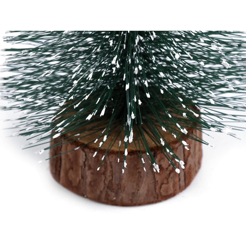 Brad Artificial De Craciun, Ornament Pentru Masa, Pe Suport Lemn, 25 Cm Inaltime
