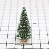 Brad artificial de craciun, ornament pentru masa, pe suport lemn, 15 cm inaltime, Verde inzapezit - vivimall.ro