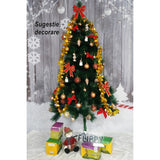 Brad artificial de Craciun tip pin, clasic, pentru interior/exterior, inaltime 90 cm, Flippy, verde, suport de plastic inclus - vivimall.ro