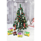 Brad artificial de Craciun tip pin inzapezit, inaltime 150 cm, diametru 85 cm, 160 ramuri cu ace 3D 12 cm, Vivimall, verde cu varfuri ninse, suport metalic inclus