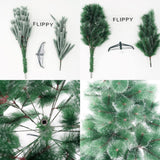 Brad artificial de Craciun tip pin inzapezit, inaltime 150 cm, diametru 85 cm, 160 ramuri cu ace 3D 12 cm, Vivimall, verde cu varfuri ninse, suport metalic inclus