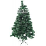 Brad artificial de Craciun tip pin inzapezit, inaltime 180 cm, diametru 105 cm, 260 ramuri cu ace 3D 12 cm, Vivimall, verde cu varfuri ninse, suport metalic inclus