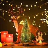 Brad artificial de craciun, tip pin inzapezit, ornament pentru masa, pe suport lemn, 30 cm inaltime - vivimall.ro