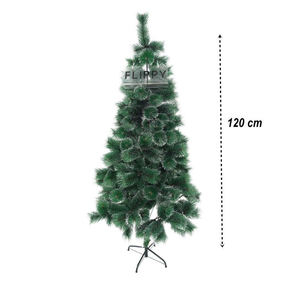 Brad artificial de Craciun tip pin nins, pentru interior/exterior, inaltime 120 cm, Flippy, verde, suport metalic inclus - vivimall.ro