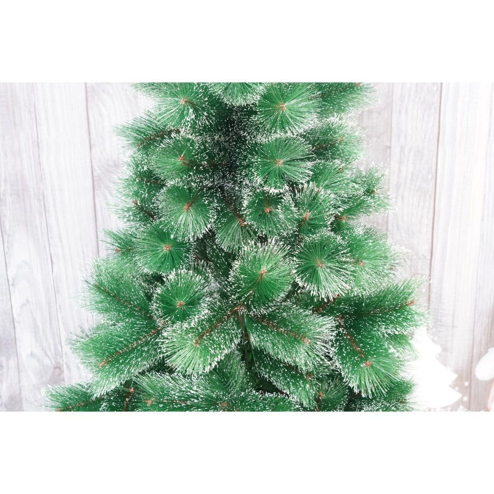 Brad artificial de Craciun tip pin nins, pentru interior/exterior, inaltime 210 cm, Flippy, verde, suport metalic inclus - vivimall.ro