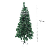 Brad artificial de Craciun tip pin nins, pentru interior/exterior, inaltime 210 cm, Flippy, verde, suport metalic inclus - vivimall.ro