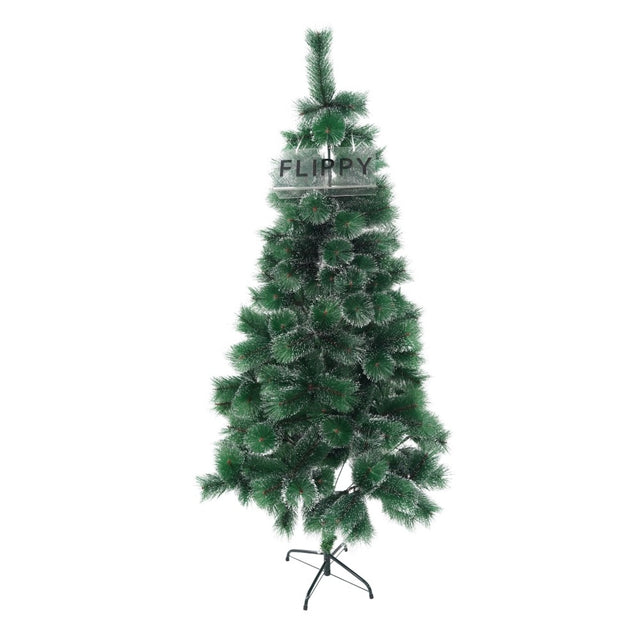 Brad artificial de Craciun tip pin nins, pentru interior/exterior, inaltime 210 cm, Flippy, verde, suport metalic inclus - vivimall.ro
