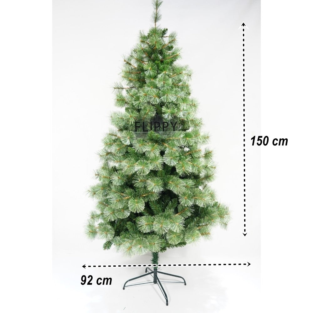 Brad Artificial De Craciun Tip Pin, Pentru Interior/Exterior, Inaltime 150 Cm, Diametru 92 Cm, 400 Ramuri, Suport Metalic Inclus