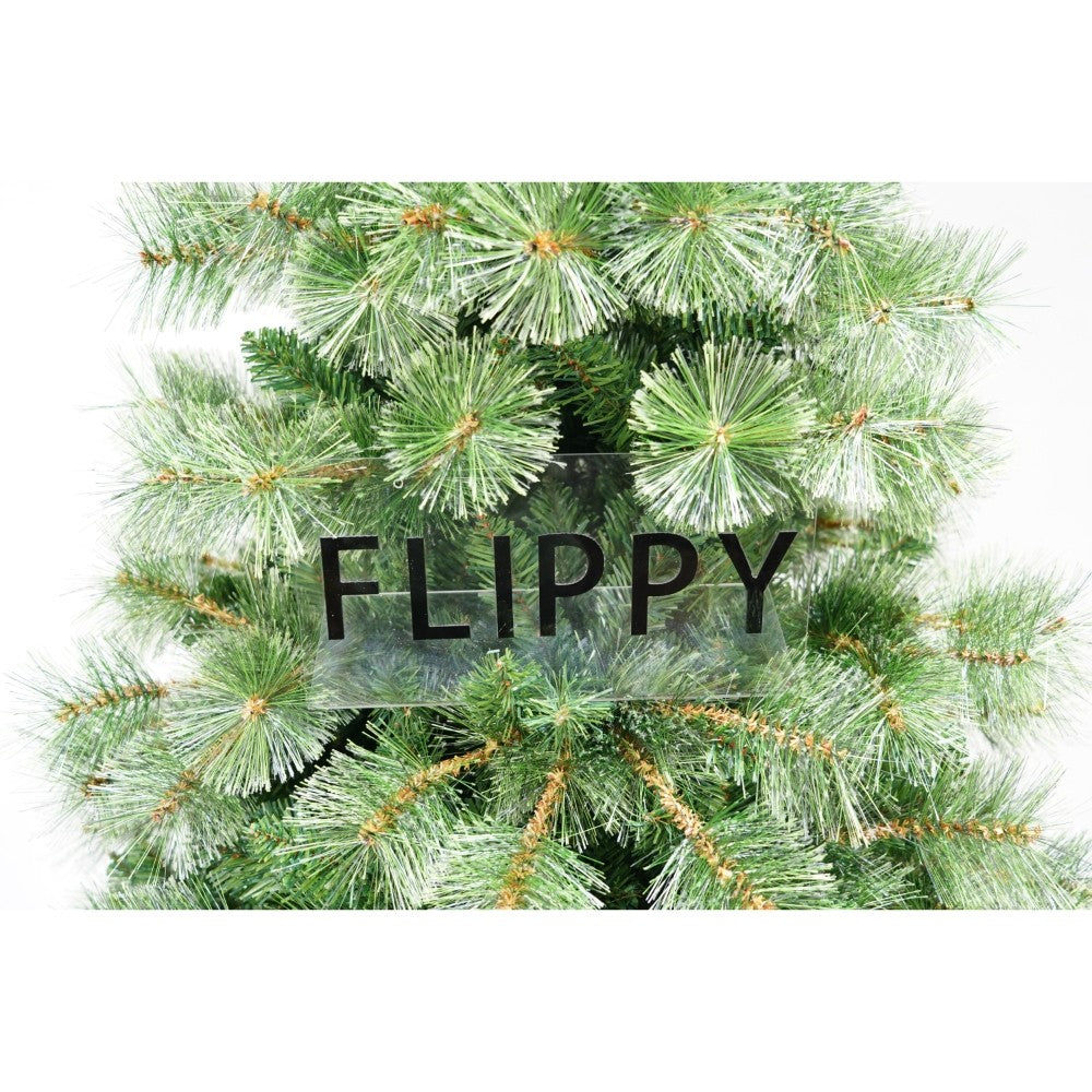 Brad artificial de Craciun tip pin, pentru interior/exterior, inaltime 150 cm, diametru 92 cm, 400 ramuri, Flippy, verde, suport metalic inclus - vivimall.ro