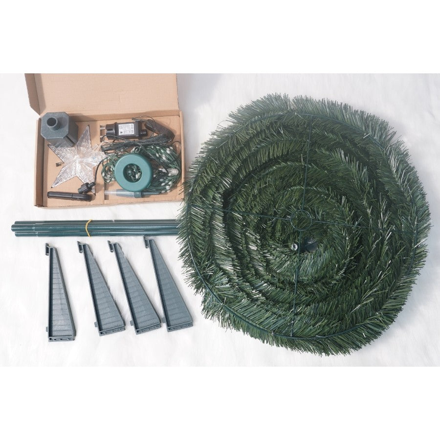 Brad artificial Pop-Up Vivimall, cu instalatie integrata, Lumini RGB, Suport inclus, Stea luminata, 304 Led, 180 cm, Material PVC, Verde