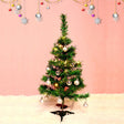 Brad Artificial Impodobit, 60 Cm, Suport Plastic Cu Instalatie Luminoasa 20 Led + 20 Globuri Argintii Incluse - vivimall.ro
