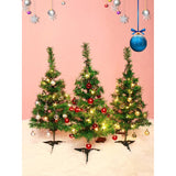 Brad Artificial Impodobit, 60 cm, suport plastic, cu instalatie luminoasa 20 LED alb cald + 20 globuri aurii incluse, Vivimall