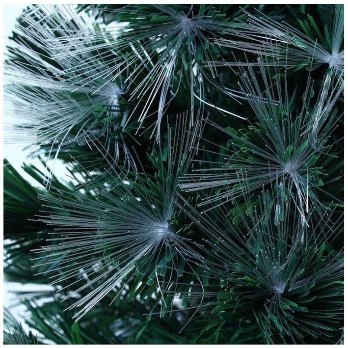 Brad Artificial Luminos de Craciun, Vivimall, 1.8 m inaltime , Ramuri cu Fibra Optica, Multicolor, Suport Metalic Inclus