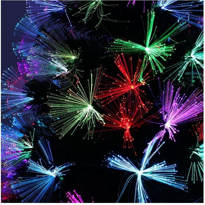 Brad Artificial Luminos de Craciun, Vivimall, 1.8 m inaltime , Ramuri cu Fibra Optica, Multicolor, Suport Metalic Inclus