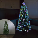 Brad Artificial Luminos de Craciun, Vivimall, 1.8 m inaltime , Ramuri cu Fibra Optica, Multicolor, Suport Metalic Inclus