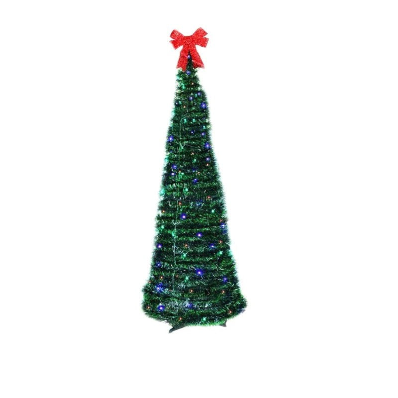 Brad de Craciun artificial cu luminite, tip pop-up, inaltime 150 cm, verde - vivimall.ro