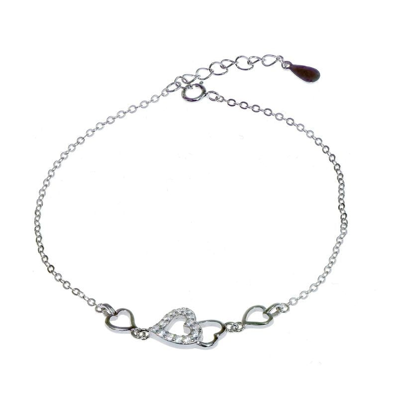 Bratara Argint 925 Cu 4 Inimi Contur