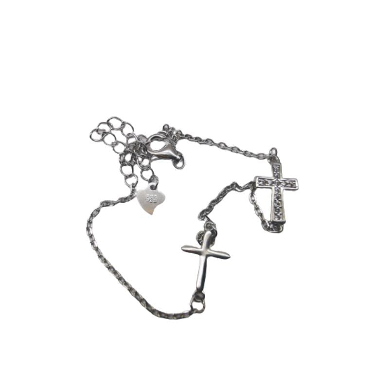 Bratara Argint 925 Cu Doua Cruci