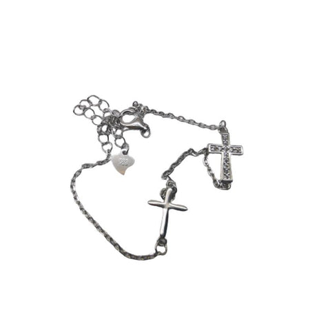 Bratara Argint 925 Cu Doua Cruci