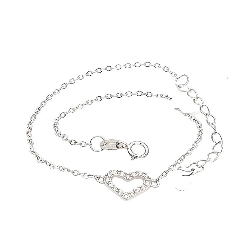 Bratara Argint 925 Inima Contur cu Pietre