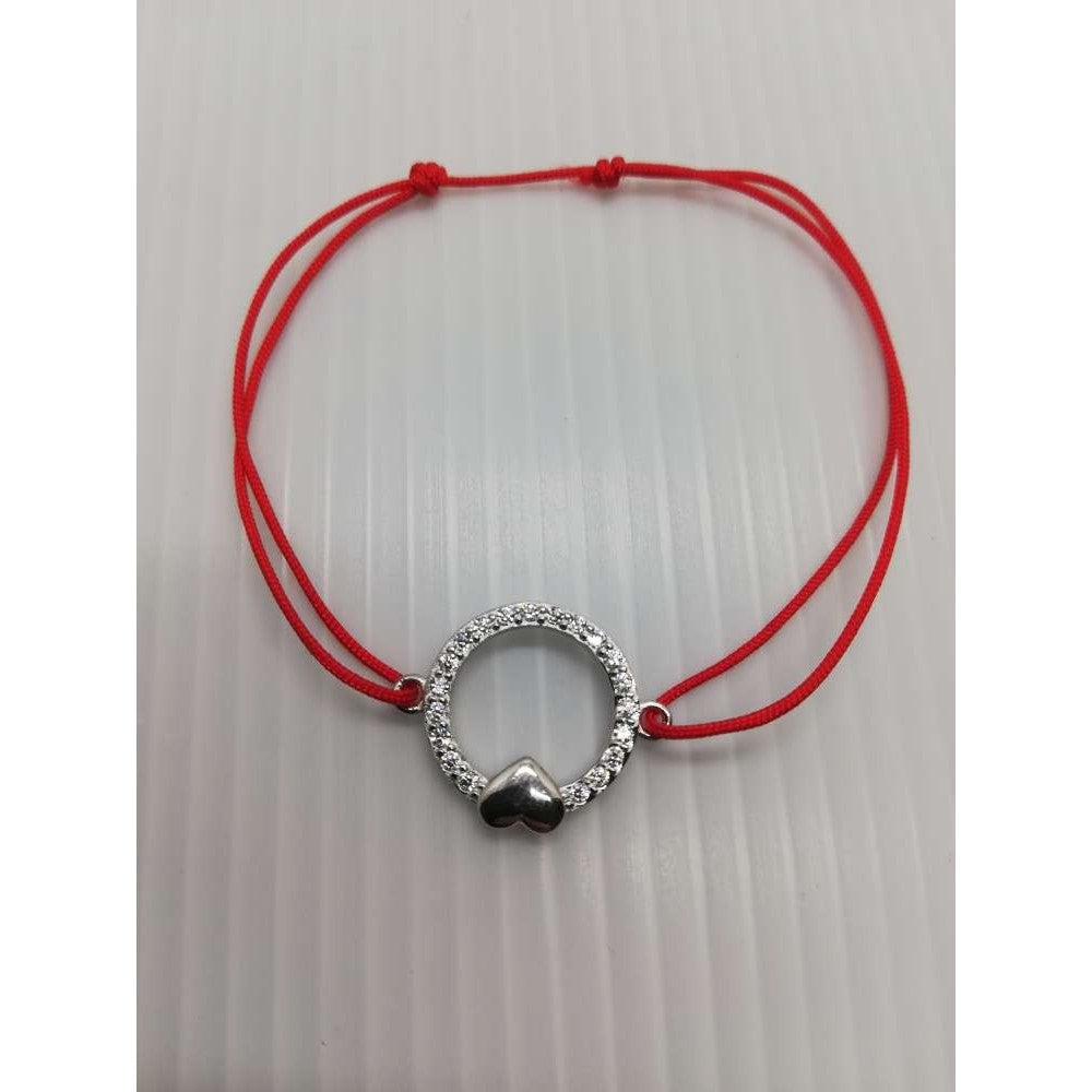 Bratara Cu Nod Dublu Argint 925, Cerc Cu Zirconii Si Inima - vivimall.ro