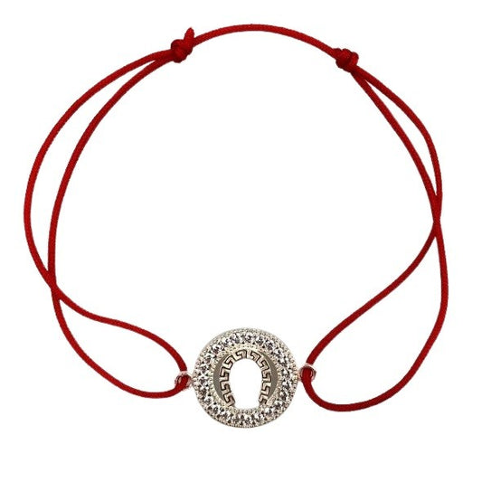 Bratara Snur Reglabil, Argint 925, Potcoava Incadrata Cu Pietre, Jolie Silver, 1 g, 2 cm x 1.5 cm - vivimall.ro