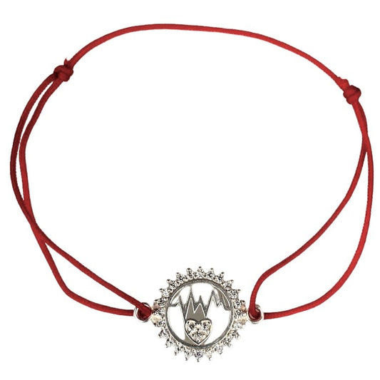 Bratara Snur Reglabil, Argint 925, Cerc Cu Puls Si Inima, 1.3 g, 2 cm x 1.5 cm - vivimall.ro