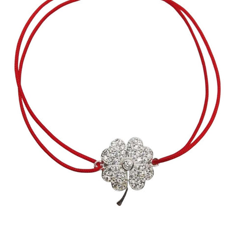 Bratara Cu Nod Dublu Argint 925, Trifoi Cu Zirconii Mare - vivimall.ro