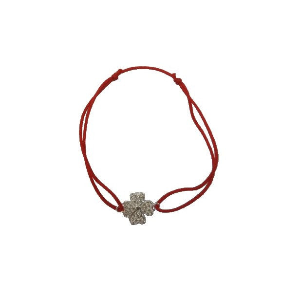 Bratara Cu Nod Dublu Argint 925, Trifoi Cu Zirconii Mic, 1.01 G