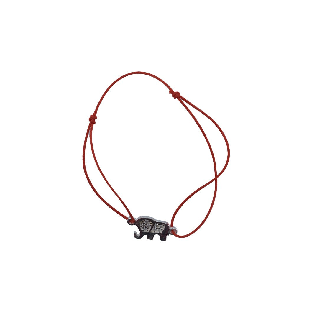 Bratara Snur Reglabil, Argint 925, Elefant Cu Pietre, Jolie Silver, 0.7 G