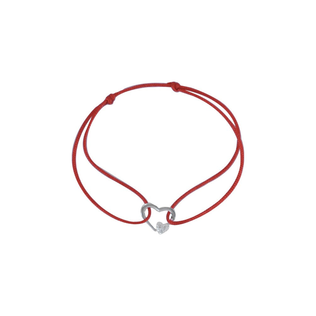 Bratara Snur Reglabil, Argint 925, Inima Cu Inimioara Minizirconii, Jolie Silver, 0.5 g, 1 cm x 1 cm - vivimall.ro