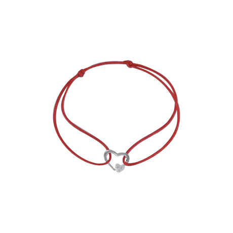 Bratara Snur Reglabil, Argint 925, Inima Cu Inimioara Minizirconii, Jolie Silver, 0.5 g, 1 cm x 1 cm - vivimall.ro