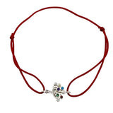 Bratara Snur Reglabil, Argint 925, Pom cu Pietre Colorate, Jolie Silver, 0.7 g, 2 cm x 1.2 cm - vivimall.ro