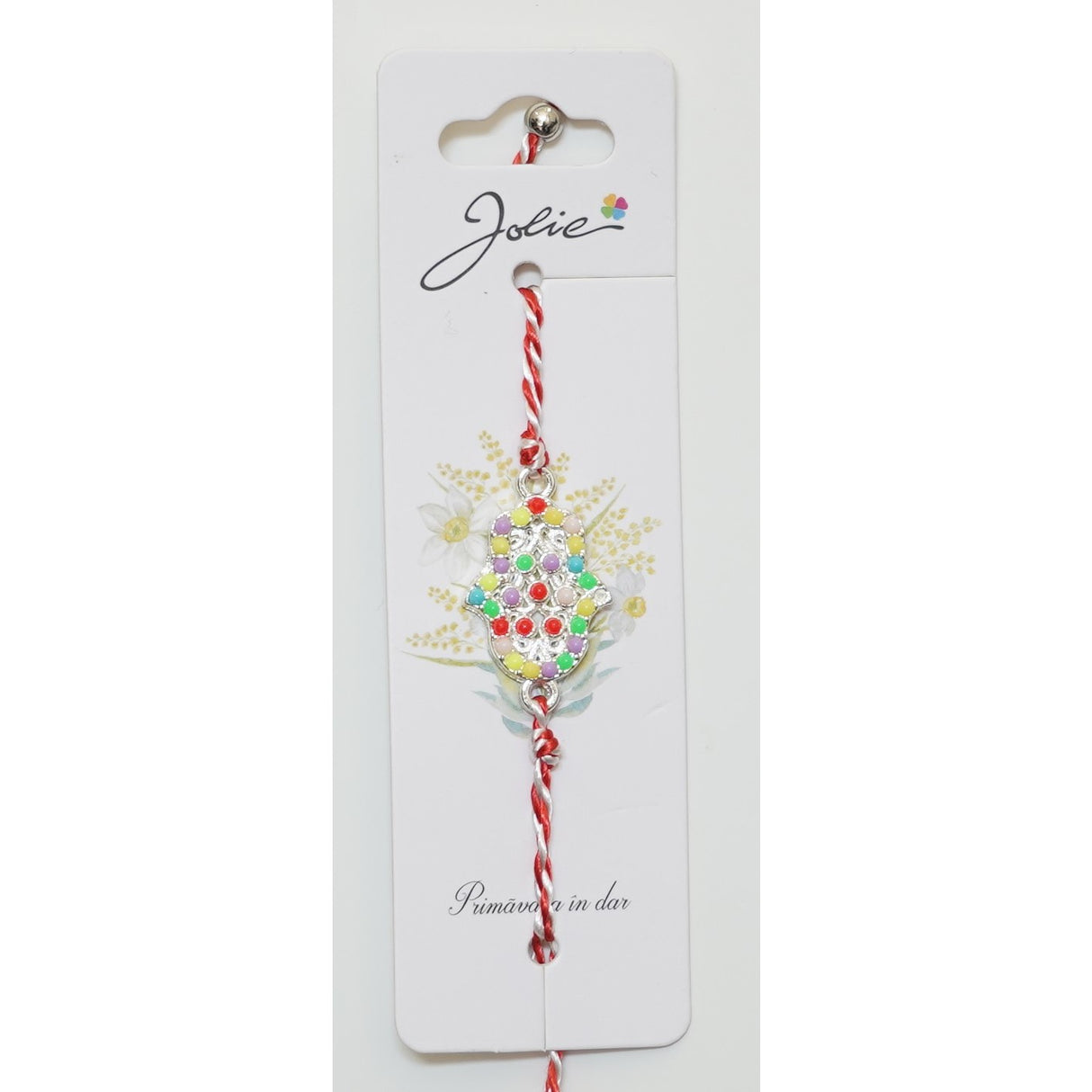 Bratara cu Snur Alb- Rosu Hamza - vivimall.ro