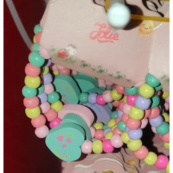 Bratara Curcubeu Elastica, Bile si Pandantive din Lemn Colorate, Modele pentru Copii - vivimall.ro