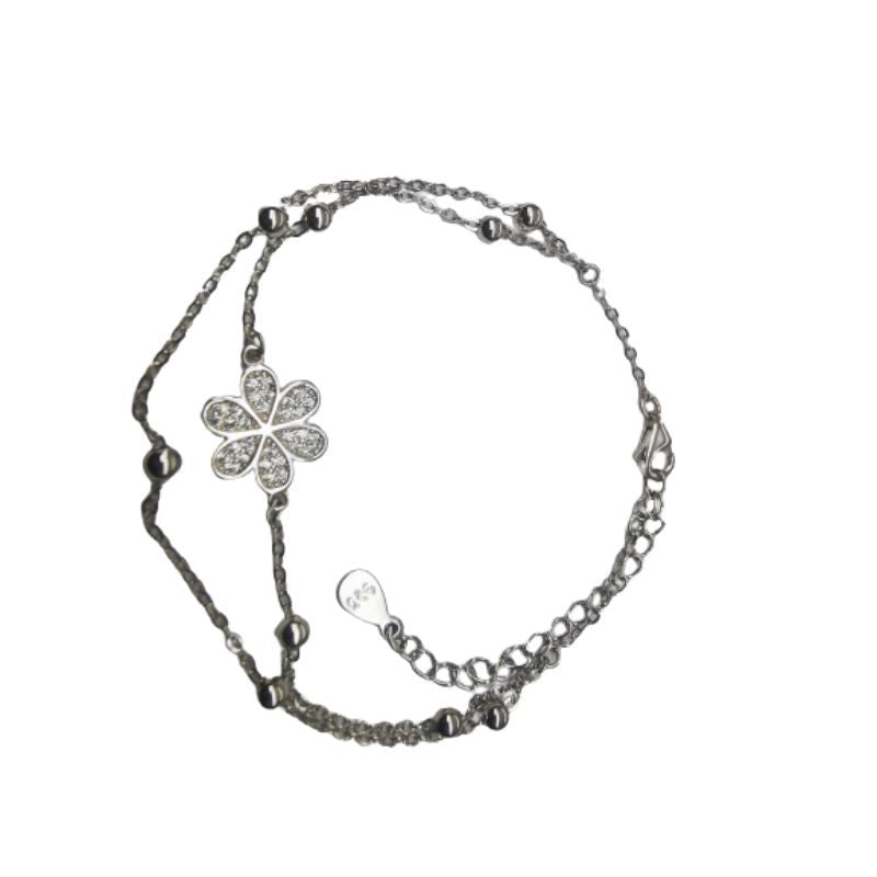 Bratara Dubla Din Argint 925 Floare Si Bilute