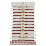 Bratara Martisor pentru Dama, Jolie, Model Luna Contur, Set 12 bucati, Pandativ din Inox Auriu, Snur Ajustabil Impletit, Rosu - vivimall.ro