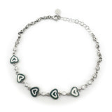 Bratara pentru Copii, Jolie, Argint 925, Model Inima, cu Email si Zirconiu, 22 cm/4.4g Argintiu/Verde inchis - vivimall.ro
