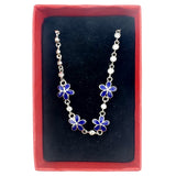 Detaliu brățară Jolie argint 925 cu floare decorativă email bleumarin și zirconiu, lungime 22 cm