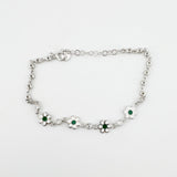 Bratara pentru Copii, Jolie, Argint 925, Model Floare cu Piatra, cu Email si Zirconiu, 22 cm/4.4g Argintiu/Verde - vivimall.ro