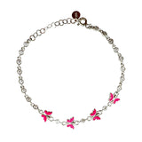 Bratara pentru Copii, Jolie, Argint 925, Model Fluture, cu Email si Zirconiu, 22 cm/4.4g Argintiu/Rosu aprins - vivimall.ro