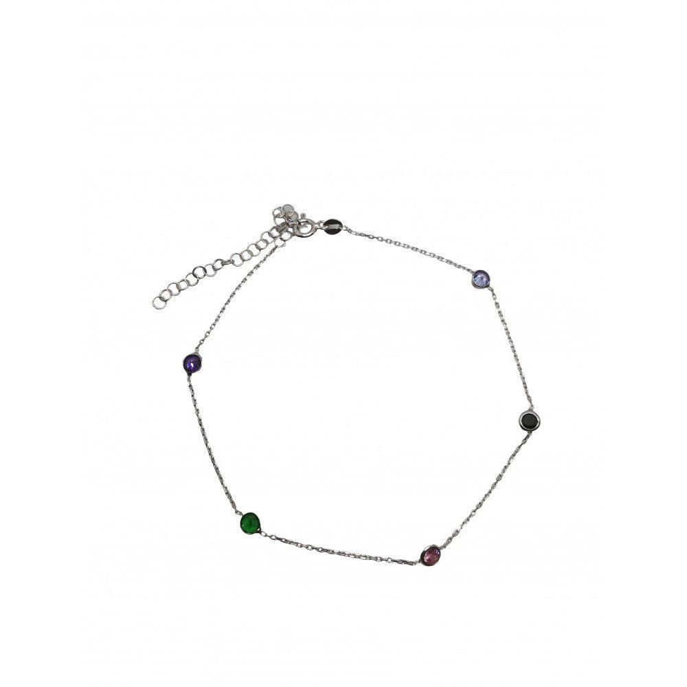 Bratara Pentru Picior Din Argint 925, Bilute Cu Zirconii Colorate - vivimall.ro