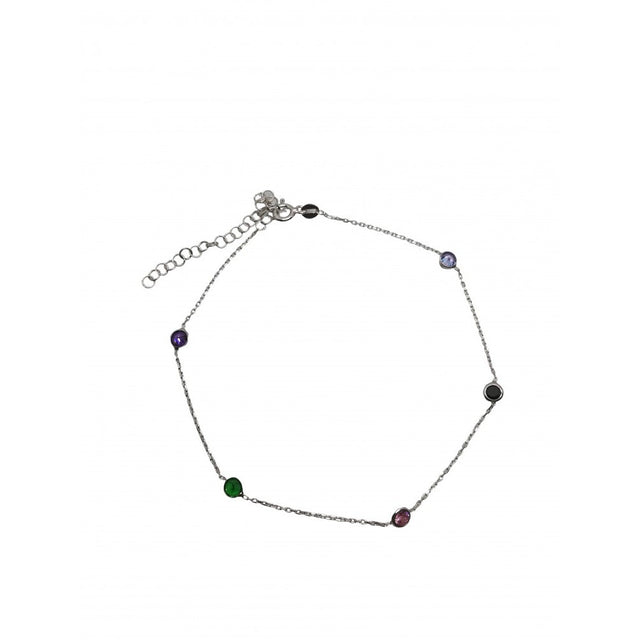 Bratara Pentru Picior Din Argint 925, Bilute Cu Zirconii Colorate - vivimall.ro