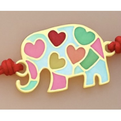 Bratara Placata cu Aur 24k pentru Copii, Snur Rosu, Model Elefant, Multicolor